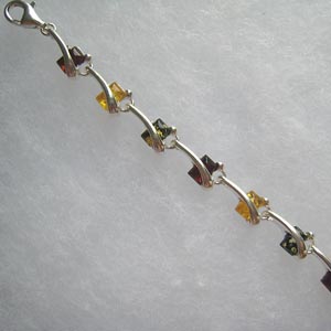 Bracelet rectangles - bijou ambre et argent