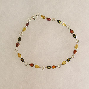 Bracelet duo de gouttes - bijou ambre et argent