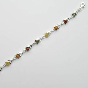 Bracelet triangles - bijou ambre et argent