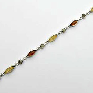 Bracelet rond-ovale - bijou ambre et argent