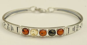 Bracelet rigide rond - bijou ambre et argent