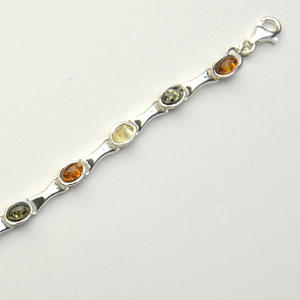 Bracelet ovale - bijou ambre et argent