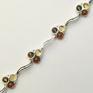 Bracelet trio boules - bijou ambre et argent