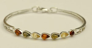 Bracelet gouttes - bijou ambre et argent