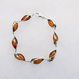 Bracelet goutte lien d'argent - bijou ambre et argent