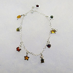 Bracelet charmes  - bijou ambre et argent