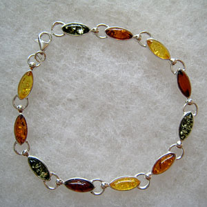 Bracelet grande navette - bijou ambre et argent