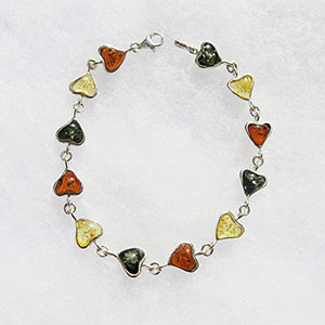 Bracelet coeur plein  - bijou ambre et argent