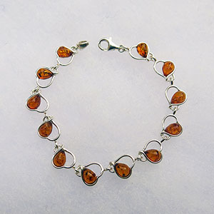 Bracelet moiti de coeur en ambre - bijou ambre et argent