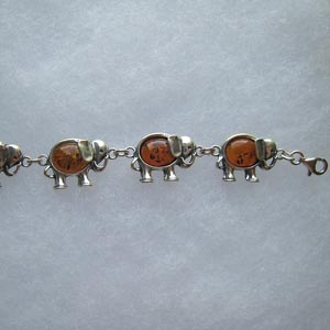 Bracelet elephant - bijou ambre et argent