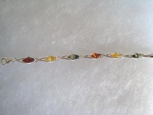 Bracelet navette argent - bijou ambre et argent