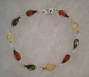 Bracelet Gouttelettes allonges multicolores - bijou ambre et argent