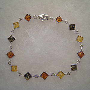 Bracelet losange - bijou ambre et argent