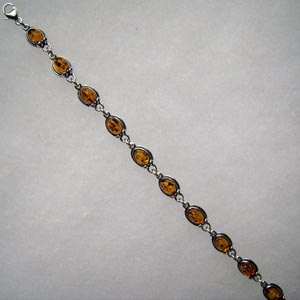 Bracelet ovale ancien - bijou ambre et argent