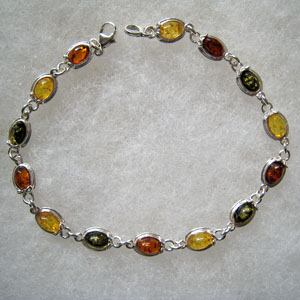 Bracelet ovale - bijou ambre et argent