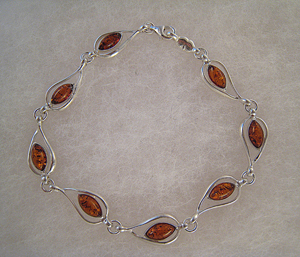 Bracelet ovale d'ambre - bijou ambre et argent