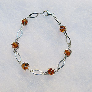 Bracelet perles prisonnires - bijou ambre et argent