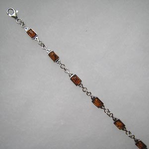 Bracelet rectangles cognac - bijou ambre et argent