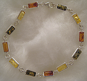 Bracelet rectangle multicolore - bijou ambre et argent
