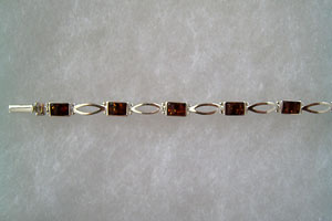 Bracelet rectangle - bijou ambre et argent