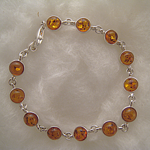 Bracelet rond cognac - bijou ambre et argent