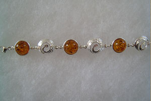 Bracelet spirales - bijou ambre et argent