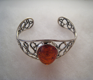 Bracelet tortillons  - bijou ambre et argent