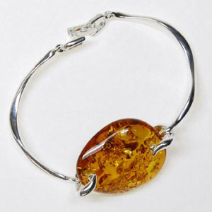 Bracelet cabochon - bijou ambre et argent