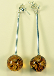 Boucles d'oreilles cerises - bijou ambre et argent