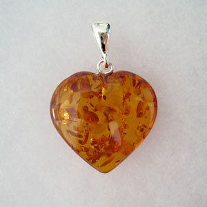 Pendentif ambre coeur maxi - bijou ambre et argent