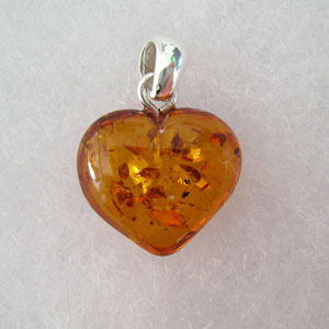 Pendentif ambre coeur mini - bijou ambre et argent