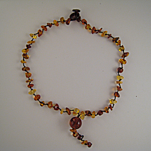 Collier estival - bijou ambre et argent