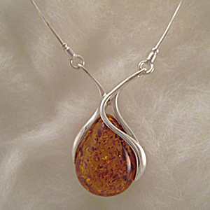 Collier Agla - bijou ambre et argent