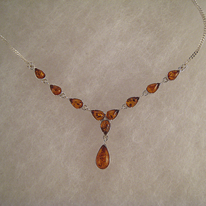 Collier Kathia - bijou ambre et argent