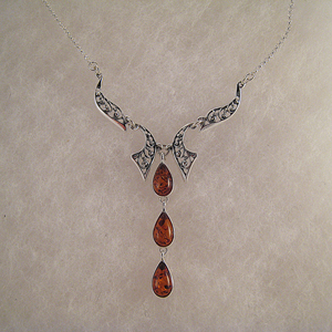 Collier Laureli - bijou ambre et argent