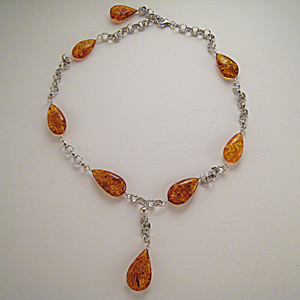 Collier Andra - bijou ambre et argent