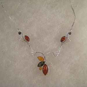 Collier Kayla - bijou ambre et argent