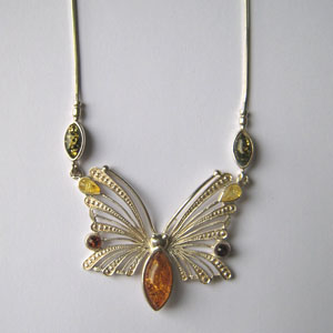 Collier Patricia - bijou ambre et argent