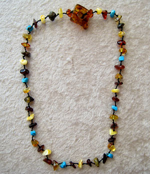 Collier ambre et turquoise - bijou ambre et argent