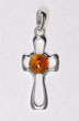 Croix argent boule d'ambre