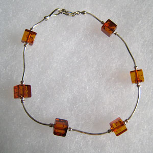 Bracelet cube - bijou ambre et argent