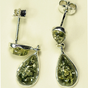 Duo gouttes - bijou ambre et argent