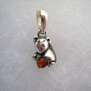 Pendentif cureuil - bijou ambre et argent