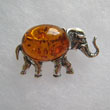 Broche lphant - bijou ambre et argent