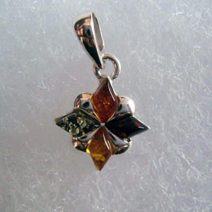 Pendentif  mini toile - bijou ambre et argent