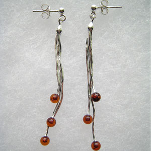 Fil perles - bijou ambre et argent