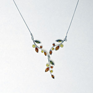 Collier Flora - bijou ambre et argent