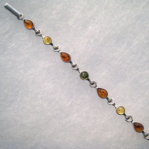 Bracelet  goutte-rond - bijou ambre et argent