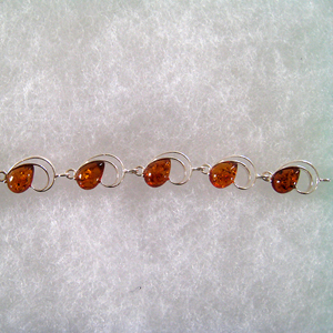 Bracelet gouttes demi lune - bijou ambre et argent