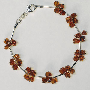 Bracelet grappe Cognac - bijou ambre et argent